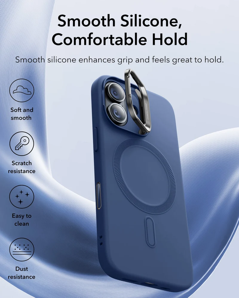 iPhone 17 Cloud Soft Magnetic Case (Camera Control, Stash Stand) - Navy Blue