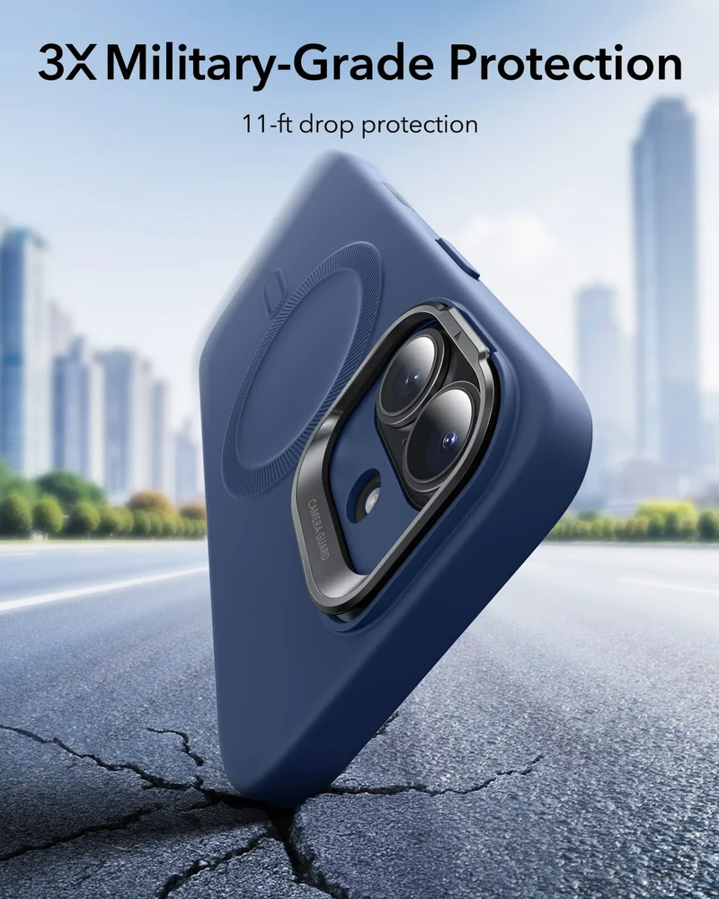 iPhone 17 Cloud Soft Magnetic Case (Camera Control, Stash Stand) - Navy Blue