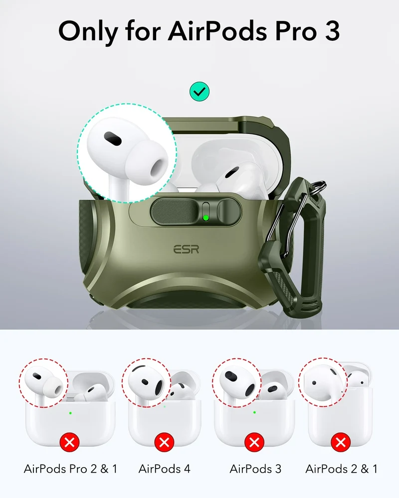 AirPods Pro 3 Cyber FlickLock Magnetic Case - Army Green