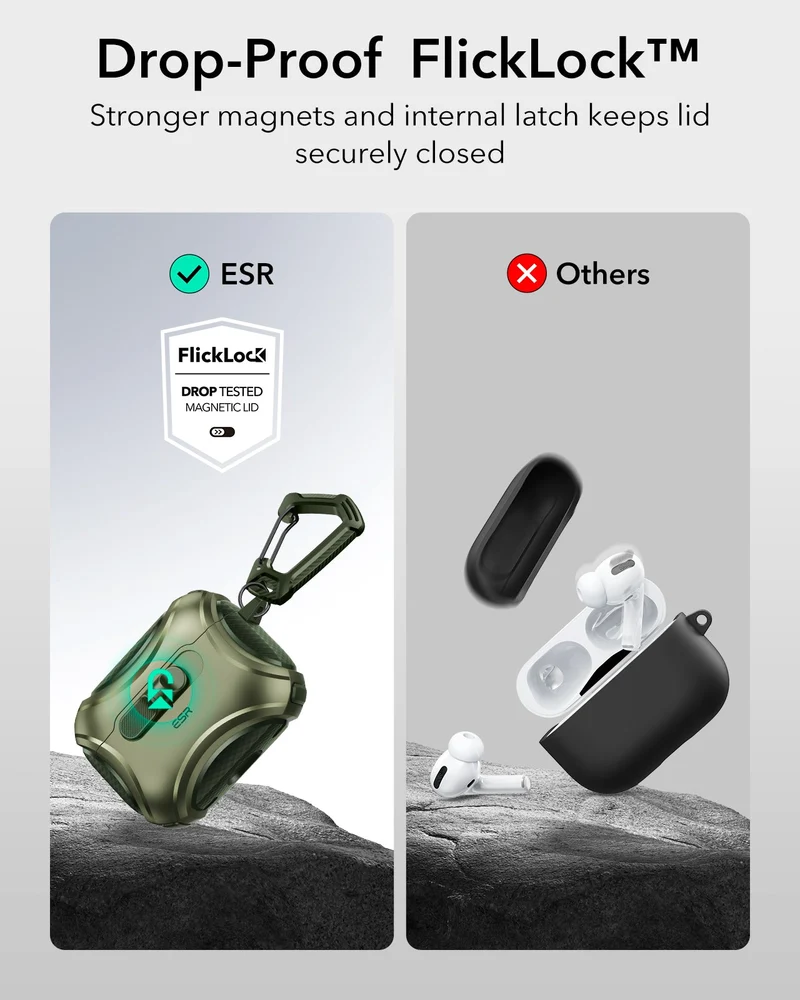 AirPods Pro 3 Cyber FlickLock Magnetic Case - Army Green