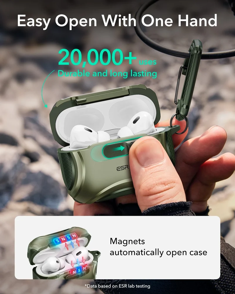 AirPods Pro 3 Cyber FlickLock Magnetic Case - Army Green