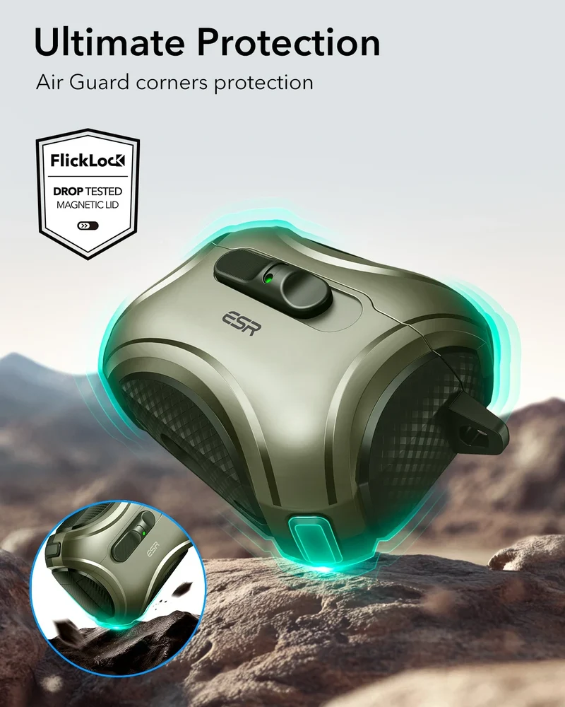 AirPods Pro 3 Cyber FlickLock Magnetic Case - Army Green