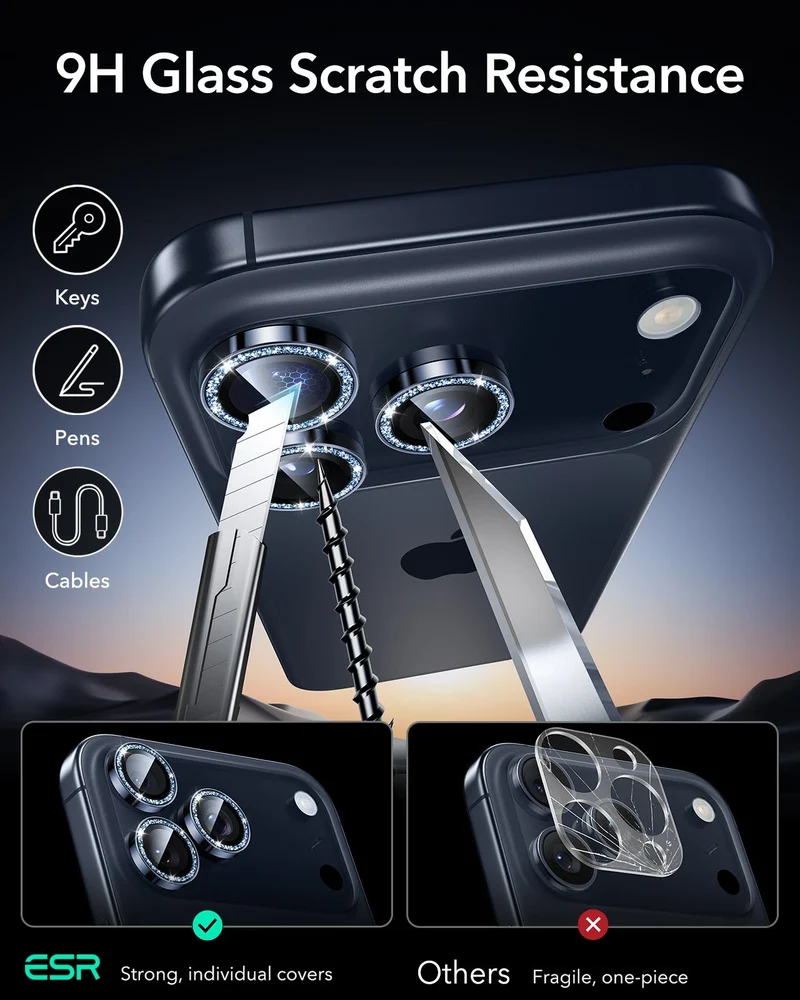 iPhone 17 Pro Max/17 Pro Armorite®️ Camera Lens Protector - Blue Shimmer