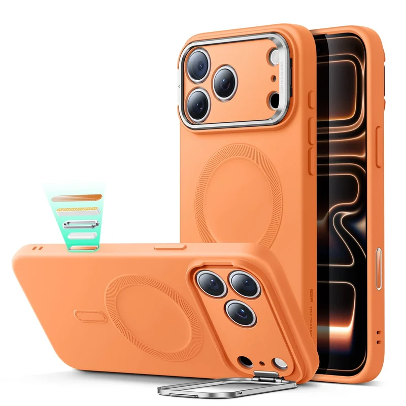 iPhone 17 Pro Cloud Soft Magnetic Case (Camera Control, Stash Stand) - Orange