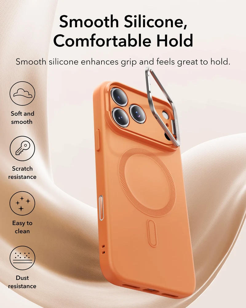 iPhone 17 Pro Cloud Soft Magnetic Case (Camera Control, Stash Stand) - Orange