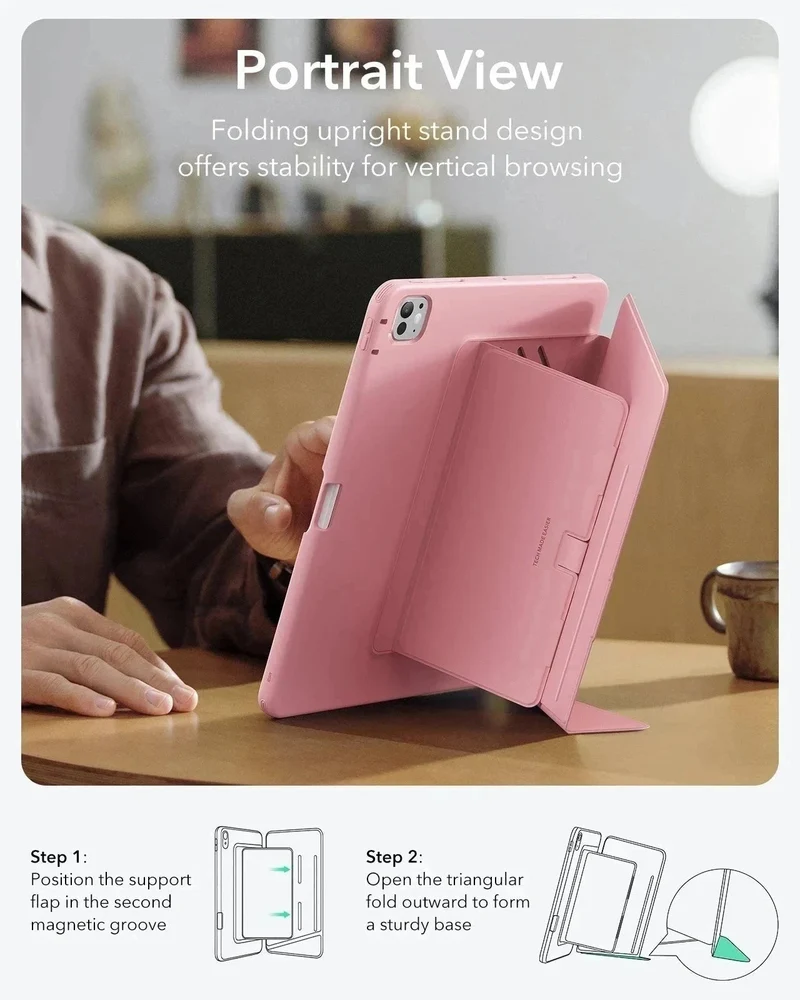 iPad Pro 11″ (2024) Flip Magnetic Case with Pencil Bundle - Pink
