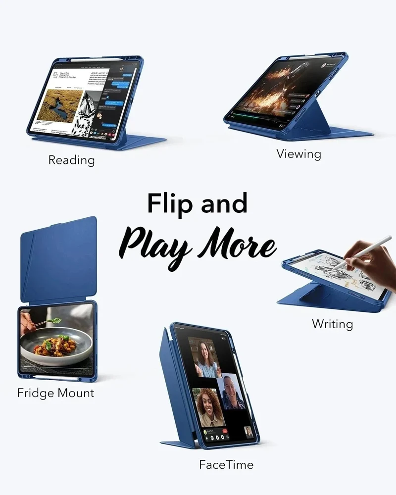 iPad Pro 13″ (2024) Flip Magnetic Case with Pencil Bundle - Navy Blue