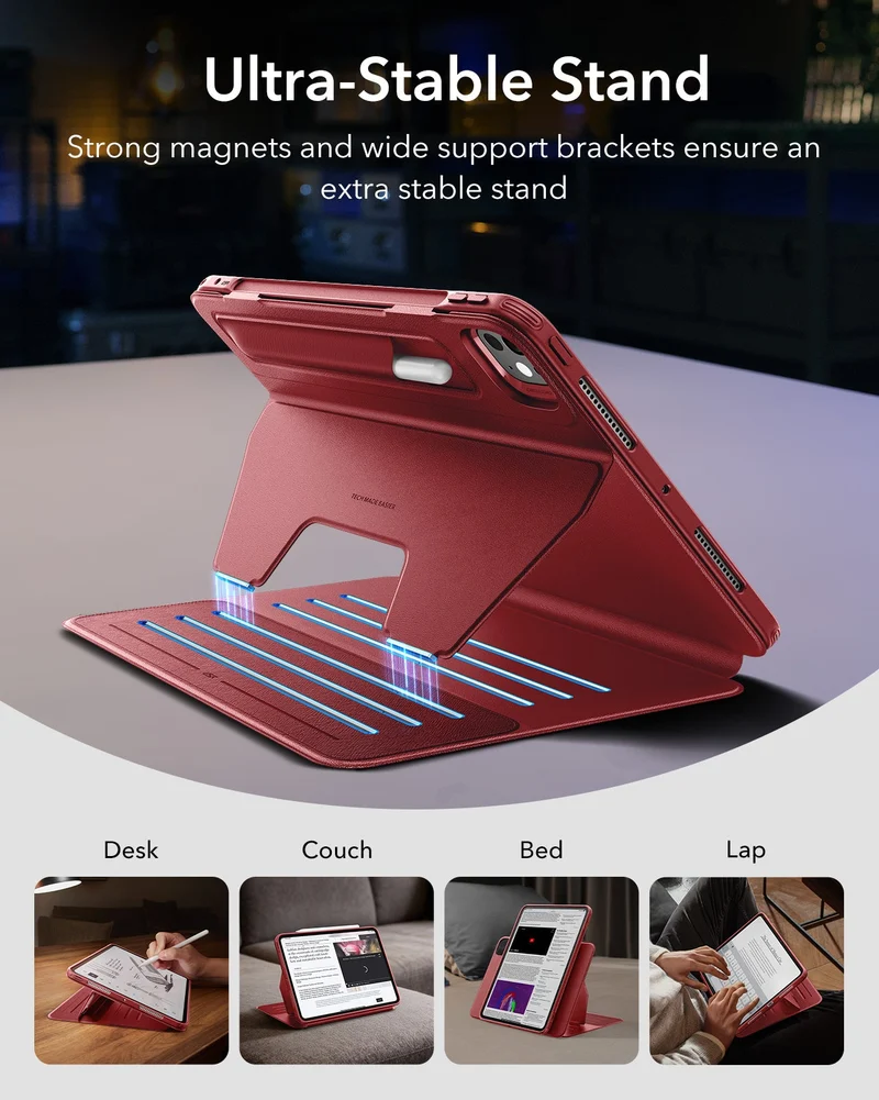 iPad Pro 11" (M5) 2025 Bundle Shift Magnetic Case & Armorite Pro Screen Protector With UltraFit Tray - Red