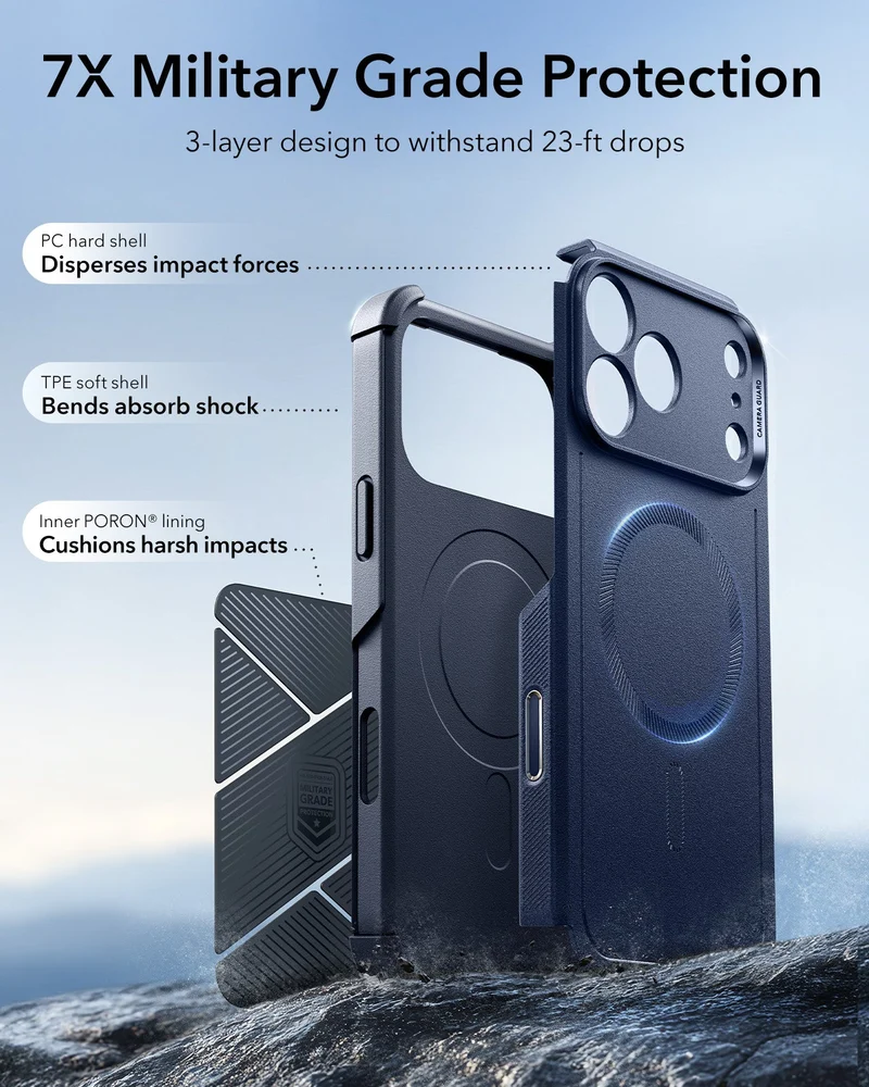 iPhone 17 Pro Cyber Tough Magnetic Case (Camera Control) - Navy Blue