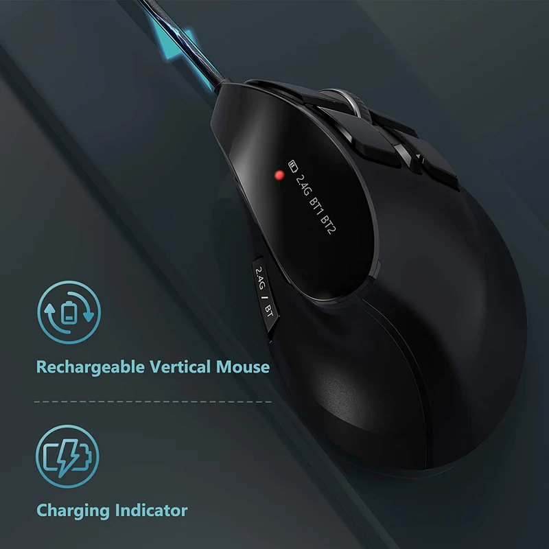 Vertical Ergonomic Soft Click Wireless Mouse