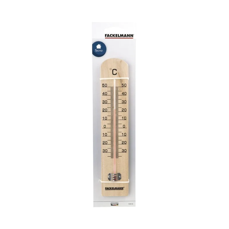Lot de 2 Thermomètres intérieur et extérieur en bois Fackelmann Tecno