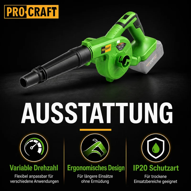Procraft PB22b Souffleur de feuilles sans fil 20 V Solo - sans batterie, sans chargeur