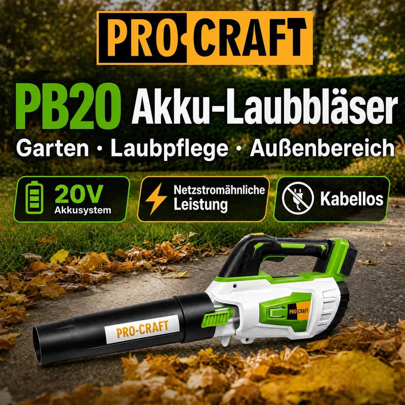 Procraft PB20 Souffleur de feuilles sans fil 20 V TURBO Solo - sans batterie, sans chargeur