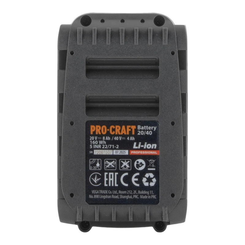 Batterie Procraft 20/40 20 / 40 V 8,0 / 4,0 Ah Li-Ion avec indicateur de charge