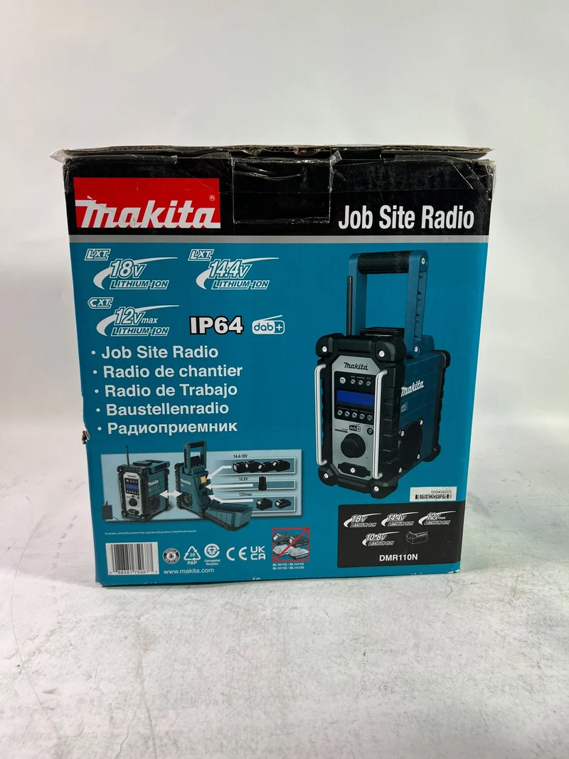 Makita DMR 110 N Akku Baustellenradio 12 V / 14,4 V / 18 V DAB / DAB+ FM IP64 Solo - ohne Akku, ohne Ladegerät - Reparaturgerät