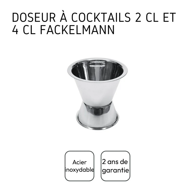 Duo cocktails avec shaker et doseur à alcool inox Fackelmann Bar Concept