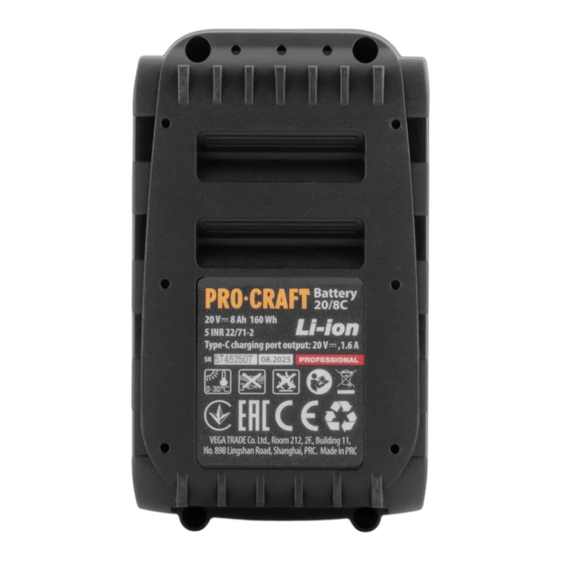Batterie Procraft 20/8C 20 V 8,0 Ah / 8000 mAh Li-ion avec indicateur de charge