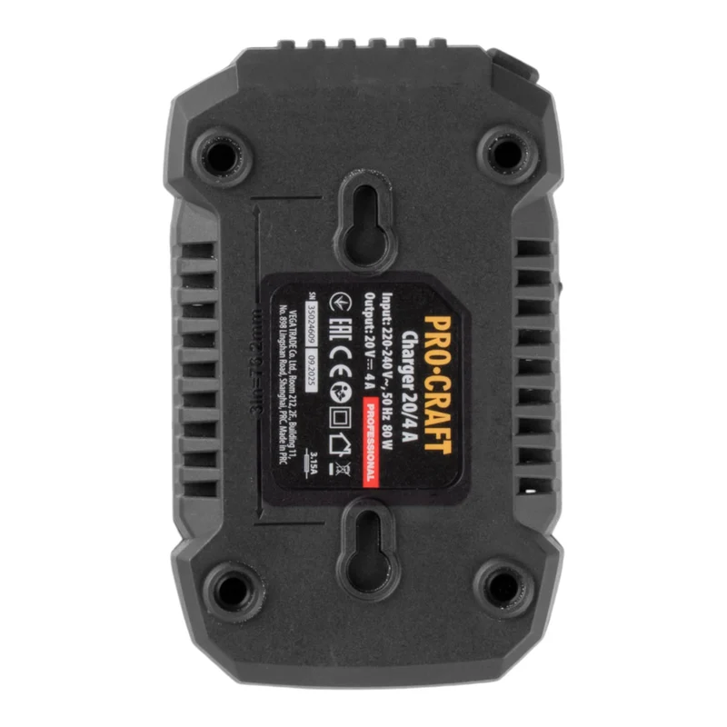 Procraft 20/4A Chargeur rapide 20 V 4 A pour batteries Li-Ion