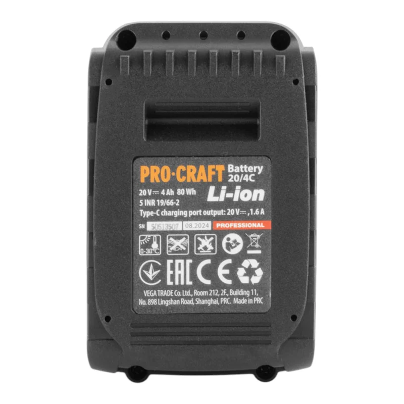 Batterie Procraft 20/4C 20 V 4,0 Ah / 4000 mAh Li-ion avec indicateur de charge