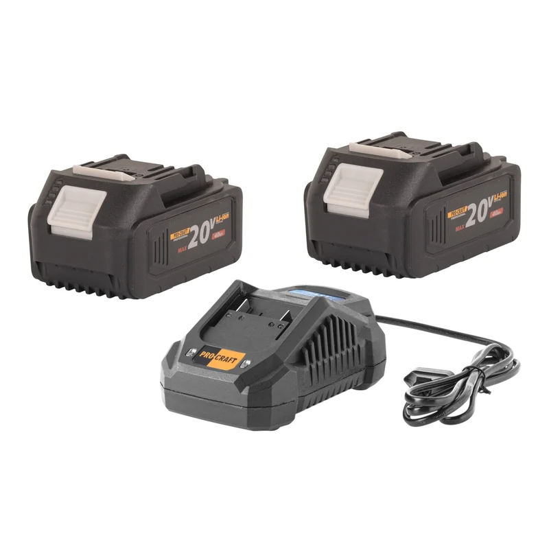 Procraft Starter Set 20 V 20/4A chargeur rapide + 2x 20/4 batterie 4,0 Ah