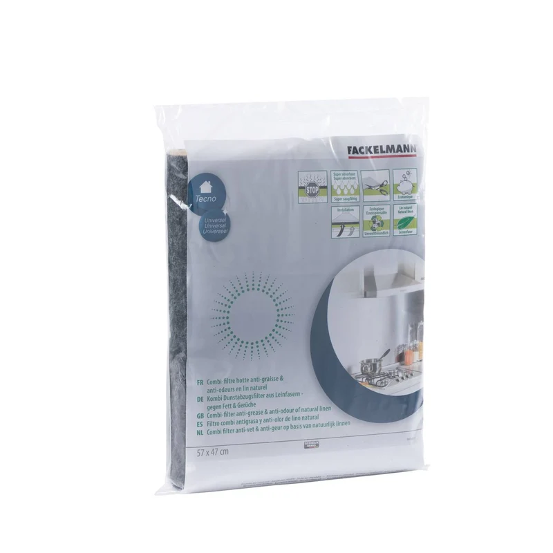 Filtre pour hotte fibres naturelles végétales combiné charbon actif 57 x 47 cm Fackelmann Accessoires pour hotte et friture