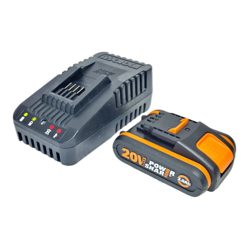 Worx WA3601 Chargeur 20 V et kit de batterie avec 1x batterie 2,0 Ah + chargeur WA3880