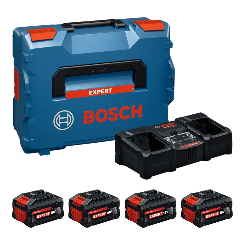 Bosch EXPERT 4x EXBA18V-80 + EXAL18V2-320 Kit de démarrage 18 V + 4x batterie 8,0 Ah + chargeur 16 A + L-Boxx