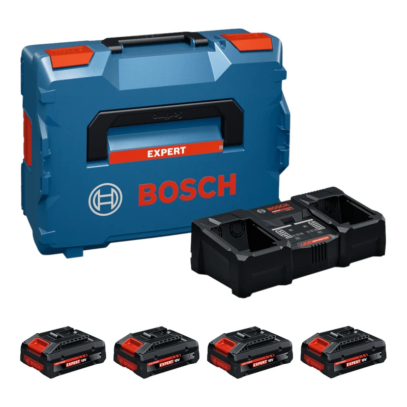 Bosch EXPERT 4x EXBA18V-40 + EXAL18V2-320 Kit de démarrage 18 V + 4x batterie 4,0 Ah + chargeur 16 A + L-Boxx