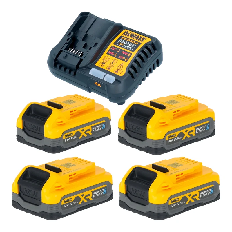 DeWalt DCB 1104 S4 Kit de démarrage sans fil avec chargeur rapide + 4x batterie Powerstack 18 V 3,5 Ah