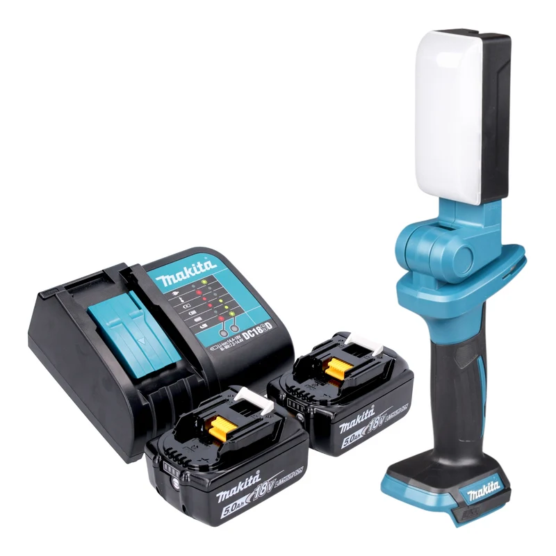 Makita DML 816 STX Lampe de travail sans fil 18 V 500 lm LED + 2x batterie 5,0 Ah + chargeur