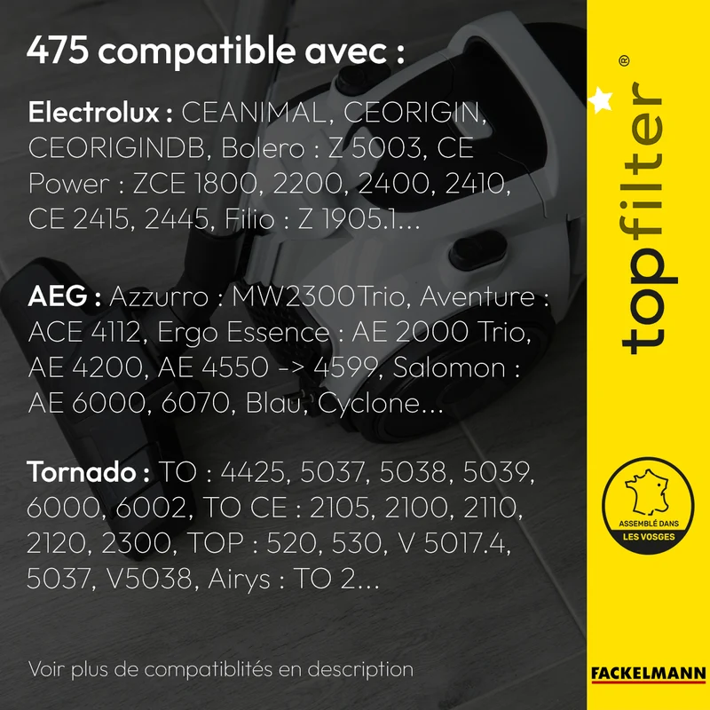 Lot de 4 sacs aspirateur Tornado et AEG TopFilter Premium