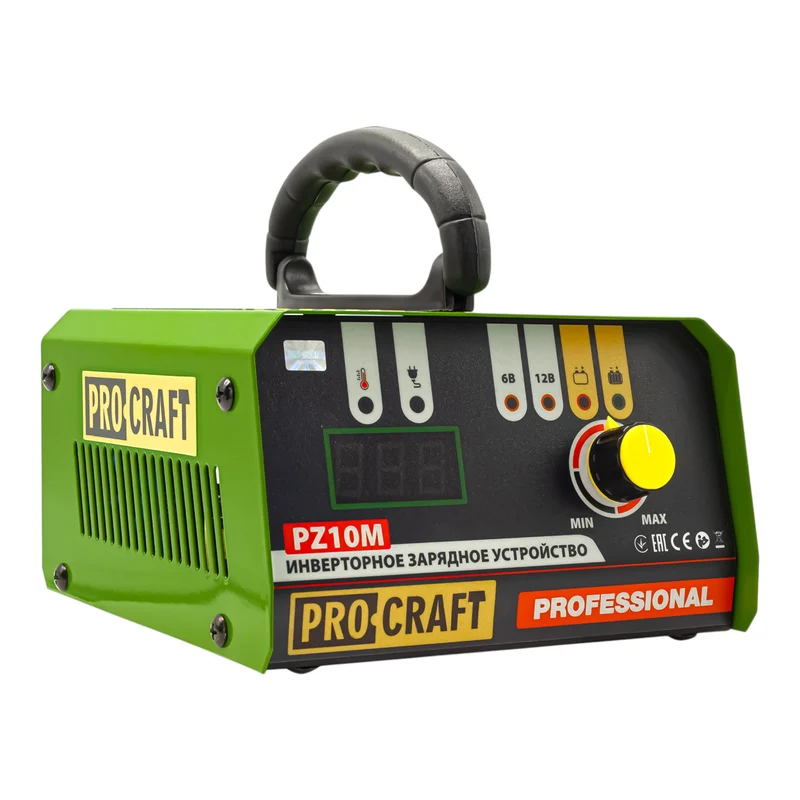 Procraft PZ10M Chargeur de batterie 6/12 V Tension de charge 10 A Courant de charge pour batteries de voiture, de moto & de camion