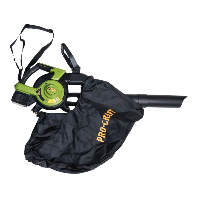 Procraft VB20 Souffleur et aspirateur de feuilles à batterie 40 V ( 2x 20 V ) Brushless + 2x batterie 4,0 Ah + chargeur double