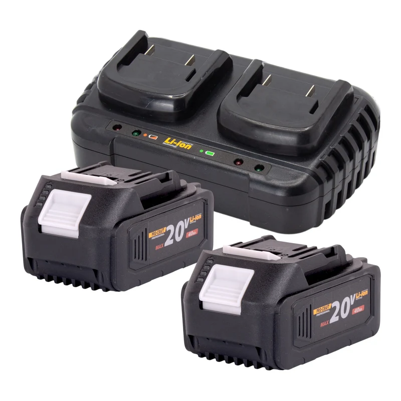 Procraft VB20 Souffleur et aspirateur de feuilles à batterie 40 V ( 2x 20 V ) Brushless + 2x batterie 4,0 Ah + chargeur double