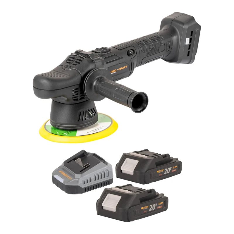 Procraft PM20bb polisseuse sur batterie 20 V 150 mm + 2x batterie 2,0 Ah + chargeur