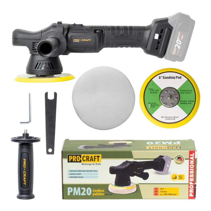 Procraft PM20bb Polisseuse sans fil 20 V 150 mm Solo - sans batterie, sans chargeur