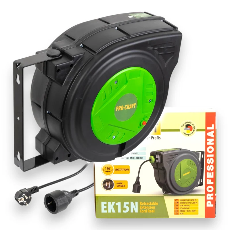 Procraft EK15N Câble de rallonge auto-rétractable 15 m