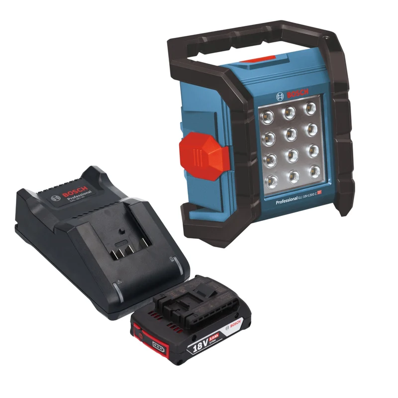 Bosch GLI 18V-1200 C Professional Projecteur de chantier sans fil 18 V 1200 lm + 1x batterie 2,0 Ah + chargeur