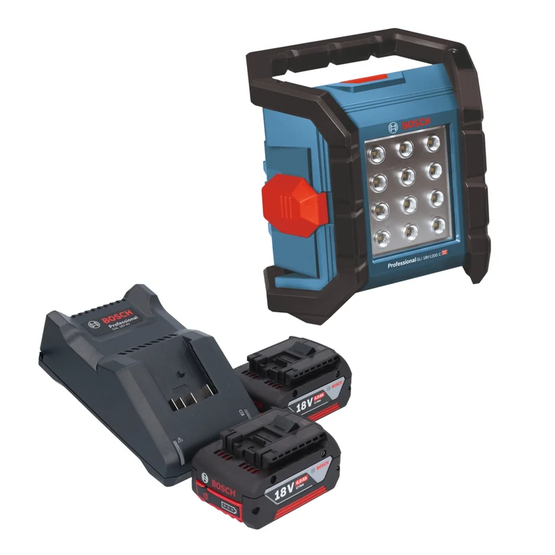 Bosch GLI 18V-1200 C Professional Projecteur de chantier sans fil 18 V 1200 lm + 2x batterie 4,0 Ah + chargeur
