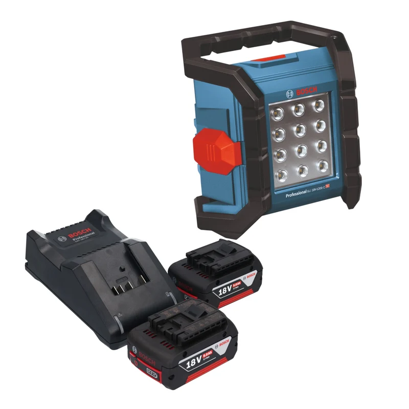 Bosch GLI 18V-1200 C Professional Projecteur de chantier sans fil 18 V 1200 lm + 2x batterie 5,0 Ah + chargeur