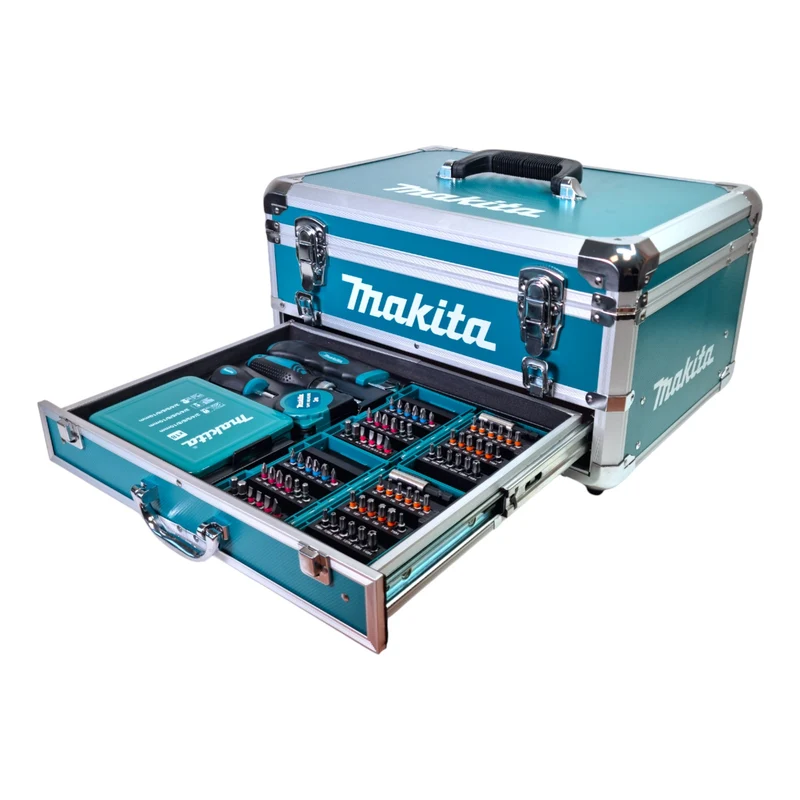 Makita X9 Valise à tiroirs en aluminium + 96 pcs. kit d'accessoires