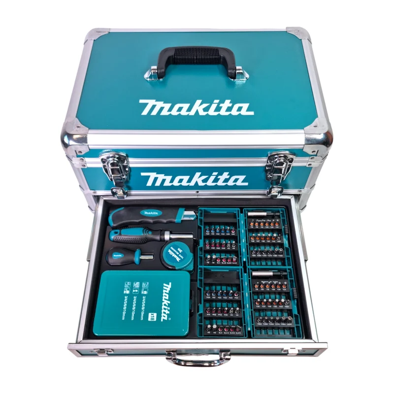 Makita X9 Valise à tiroirs en aluminium + 96 pcs. kit d'accessoires