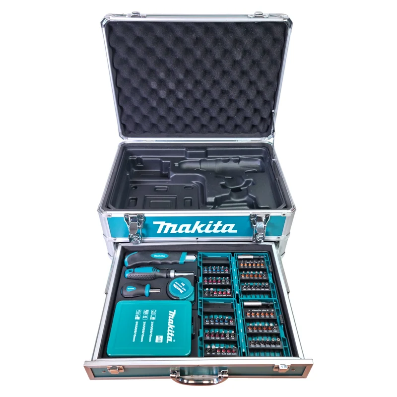 Makita X9 Valise à tiroirs en aluminium + 96 pcs. kit d'accessoires