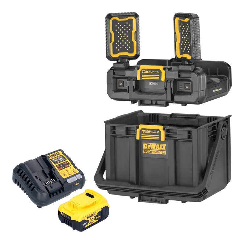 DeWalt DWST08061-1 Boîte à outils avec lampes intégrées 395 x 352 x 255 mm ToughSystem 2.0 + 1x batterie 5,0 Ah + chargeur