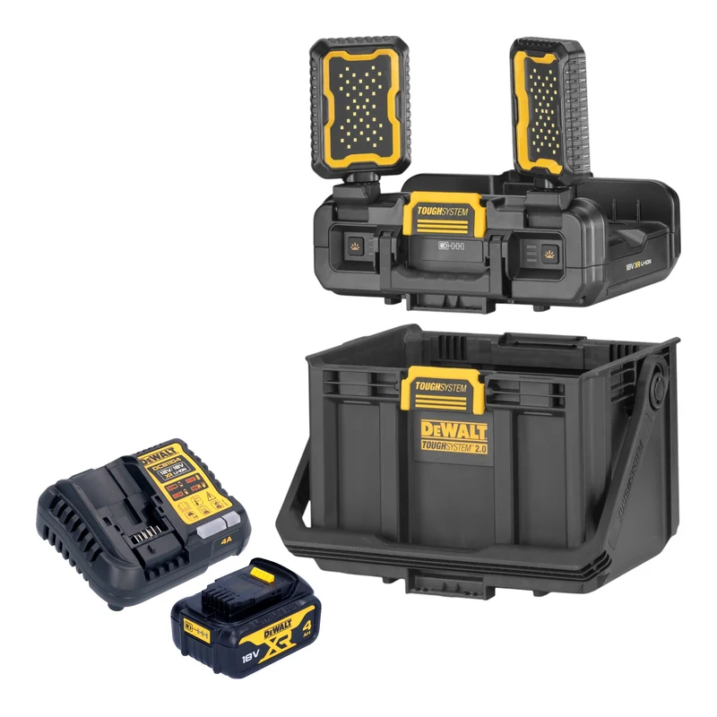 DeWalt DWST08061-1 Boîte à outils avec lampes intégrées 395 x 352 x 255 mm ToughSystem 2.0 + 1x batterie 4,0 Ah + chargeur