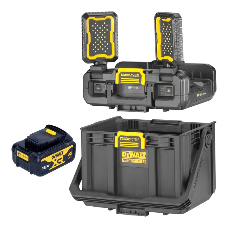 DeWalt DWST08061-1 Boîte à outils avec lampes intégrées 395 x 352 x 255 mm ToughSystem 2.0 + 1x batterie 4,0 Ah - sans chargeur
