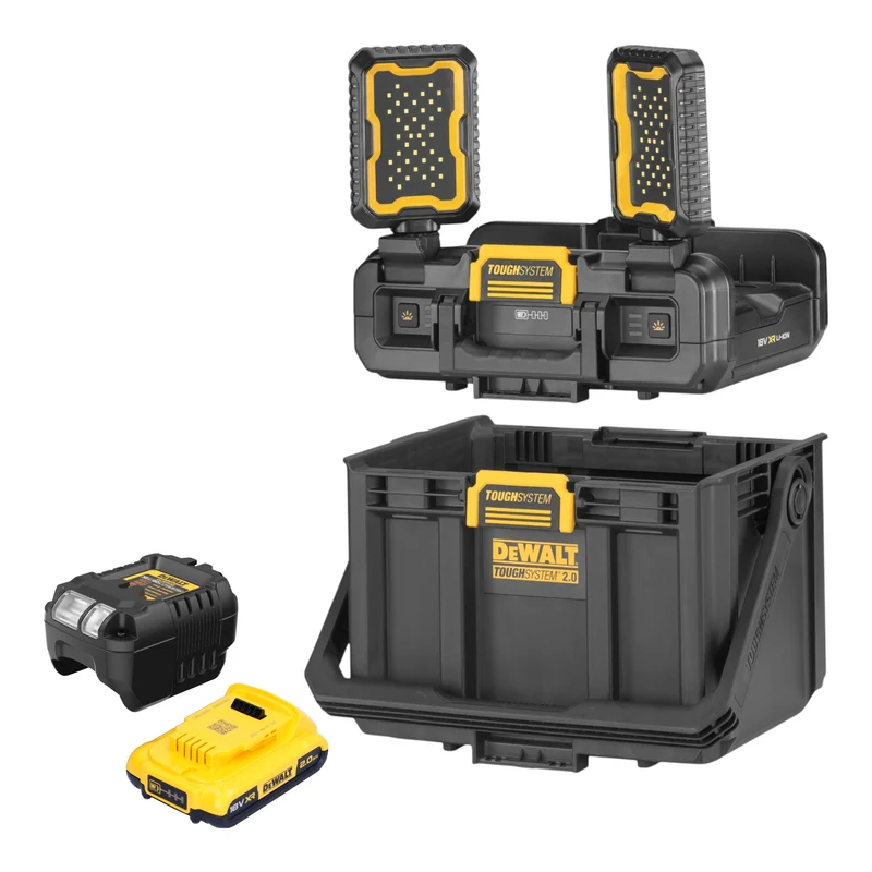 DeWalt DWST08061-1 Boîte à outils avec lampes intégrées 395 x 352 x 255 mm ToughSystem 2.0 + 1x batterie 2,0 Ah + chargeur