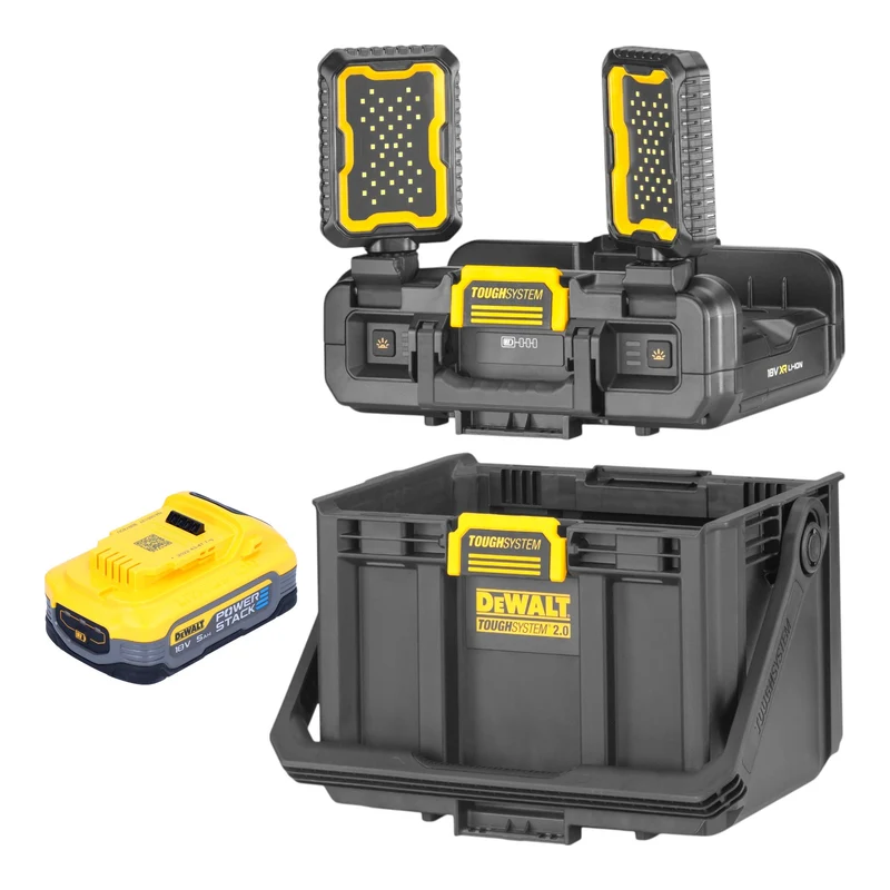 DeWalt DWST08061-1 Boîte à outils avec lampes intégrées 395 x 352 x 255 mm ToughSystem 2.0 + 1x batterie Powerstack 5,0 Ah - sans chargeur