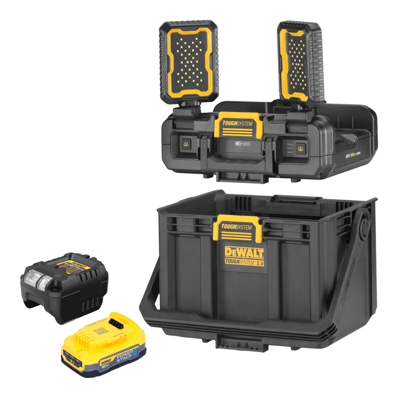 DeWalt DWST08061-1 Boîte à outils avec lampes intégrées 395 x 352 x 255 mm ToughSystem 2.0 + 1x batterie Powerstack 1,7 Ah + chargeur