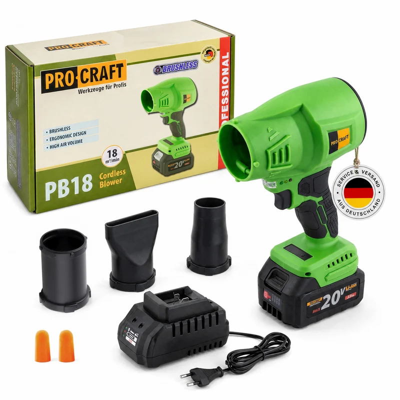 Procraft PB18 Souffleur de feuilles sans fil 20 V + 1x batterie 3,0 Ah + chargeur